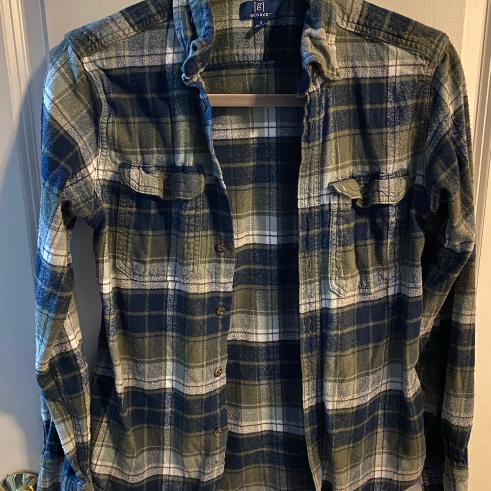 George Navy and Olive Plaid Shirt